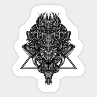 monochrome venom skull and horn Sticker